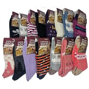 Women’s 15 Pack Lamb Wool Crew Socks Warm Winter Soft Blend Ladies Size 9-11
